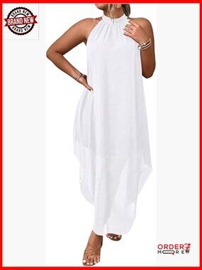 Plus Size Halter Maxi Dress Flowy Boho Cocktail Wedding Guest